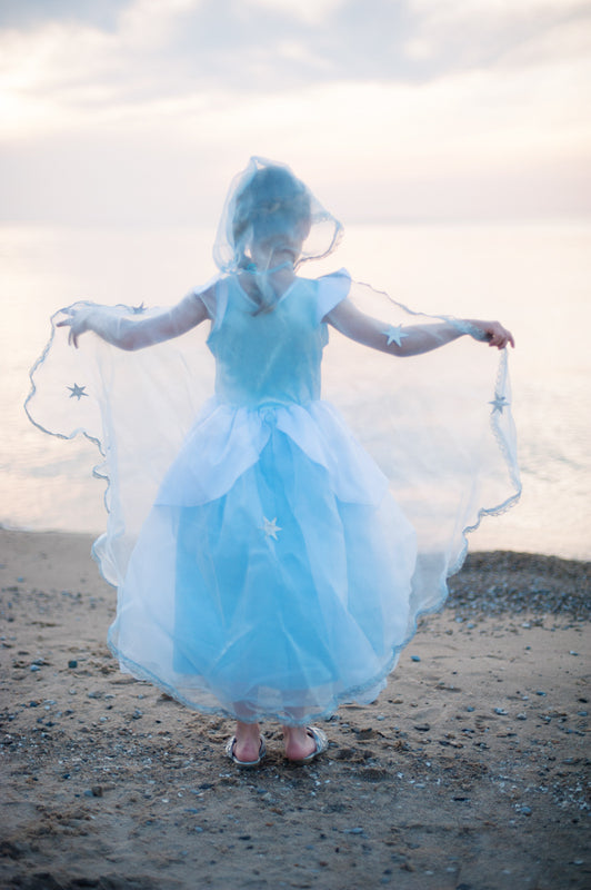 Great Pretenders - Blue & Silver Snow Queen Cape - Size 3-4