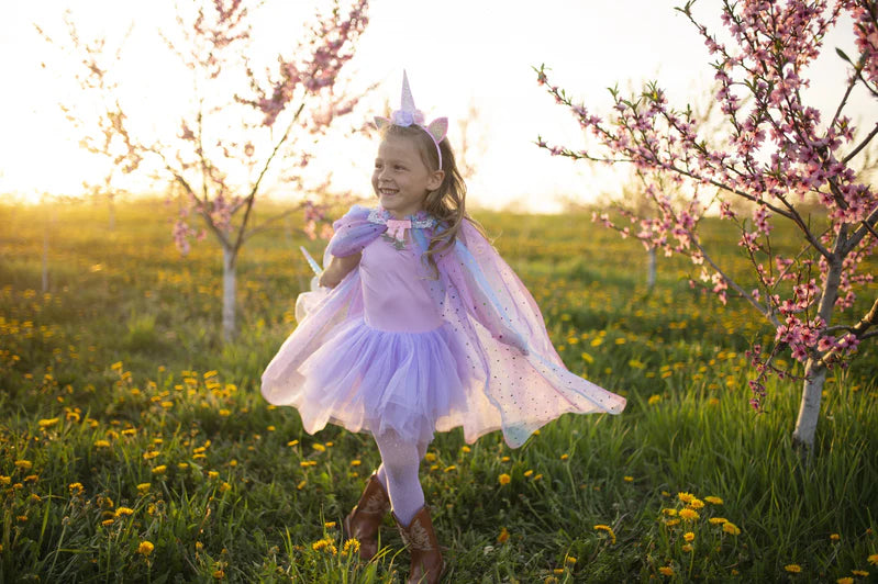 Great Pretenders - Rainbow Unicorn Cape & Headband - Size 4-6