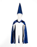 Great Pretenders - Blue & Silver Sparkle Wizard Cape & Hat - Size 4-6