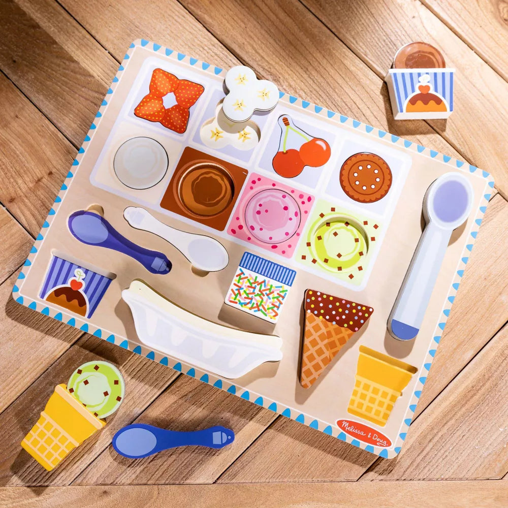 Melissa & Doug - Wooden Ice Cream Magnetic Puzzle Play