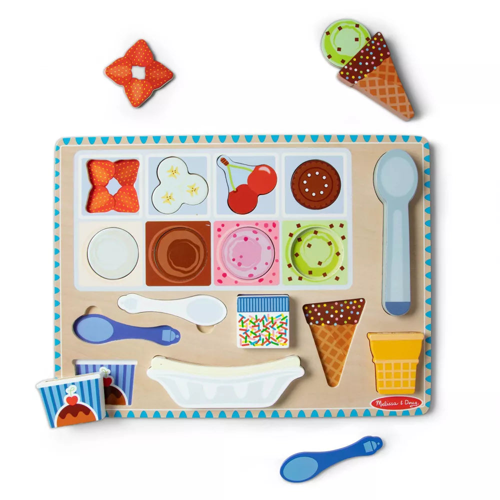 Melissa & Doug - Wooden Ice Cream Magnetic Puzzle Play