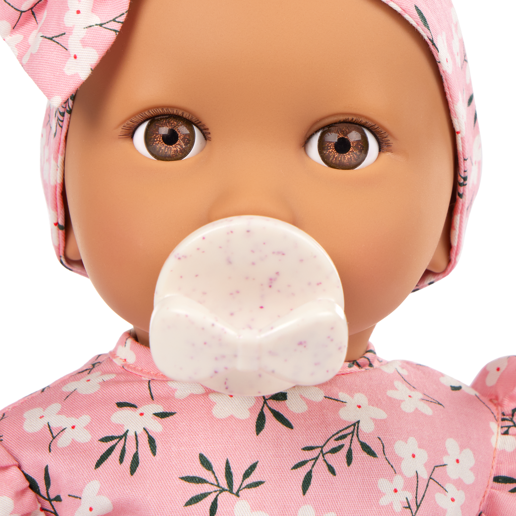 14" Soft Baby Doll w/Floral Onesie, Headband and a Soother