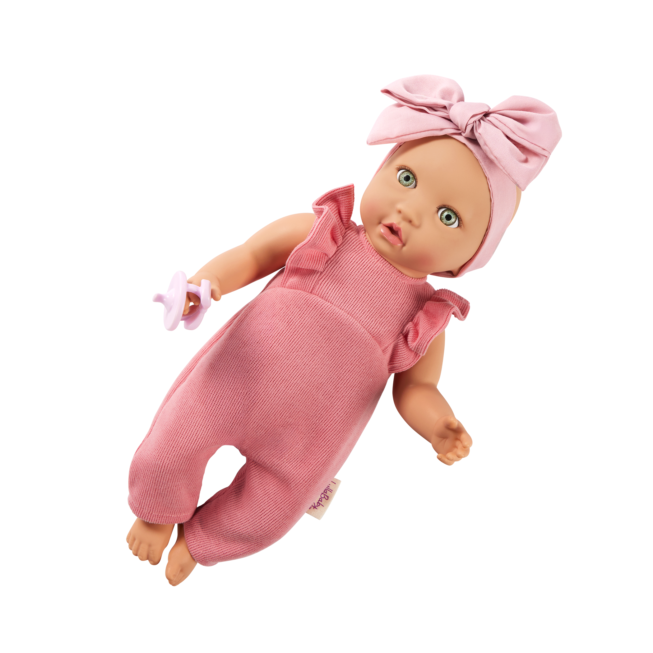 LullaBaby - Doll Girl w/Pink Romper Green Eyes & Fair Skin Tones