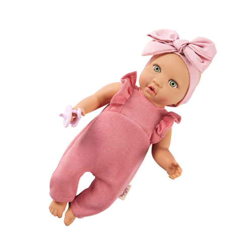 LullaBaby - Doll Girl w/Pink Romper Green Eyes & Fair Skin Tones
