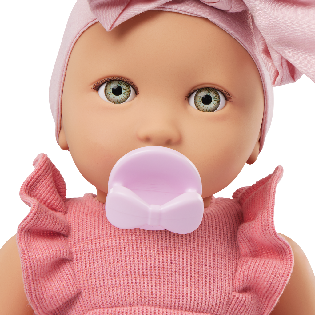 LullaBaby - Doll Girl w/Pink Romper Green Eyes & Fair Skin Tones