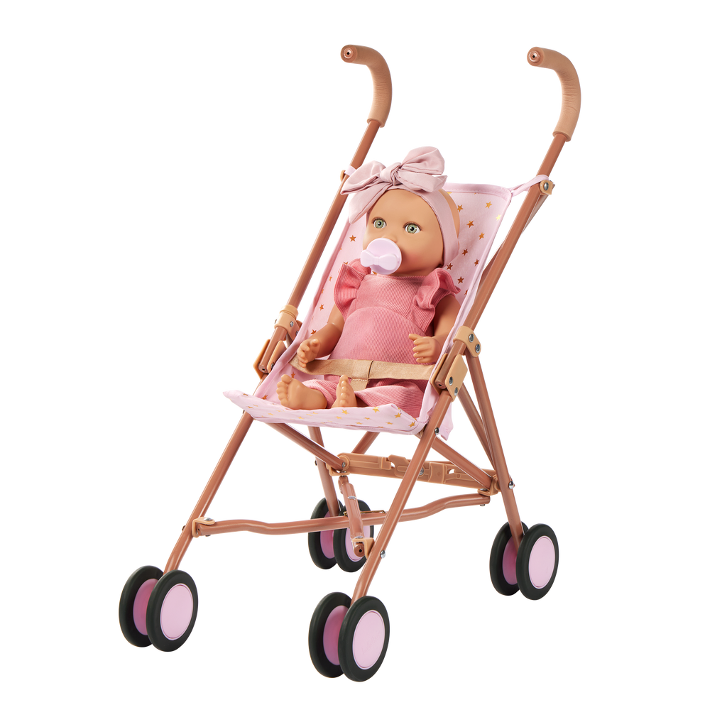 LullaBaby - Doll Girl w/Pink Romper Green Eyes & Fair Skin Tones