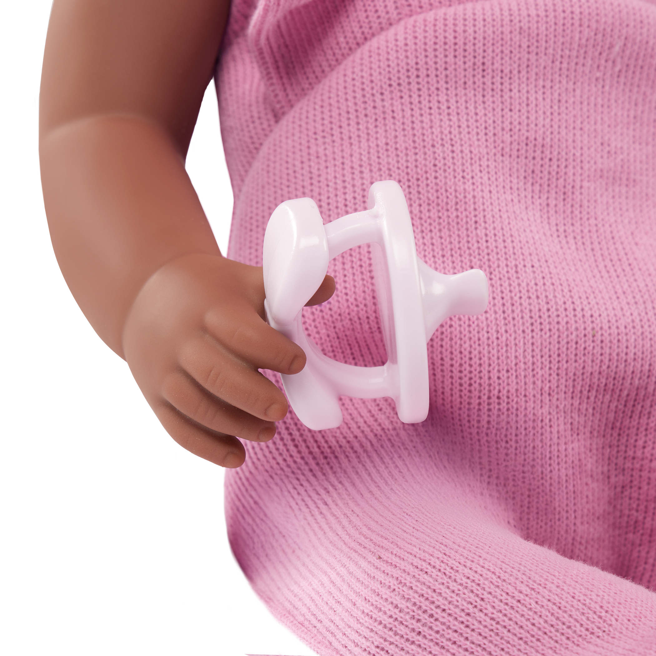 LullaBaby doll in purple romper