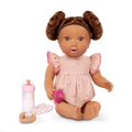 LullaBaby doll with brown hair in pink outfit