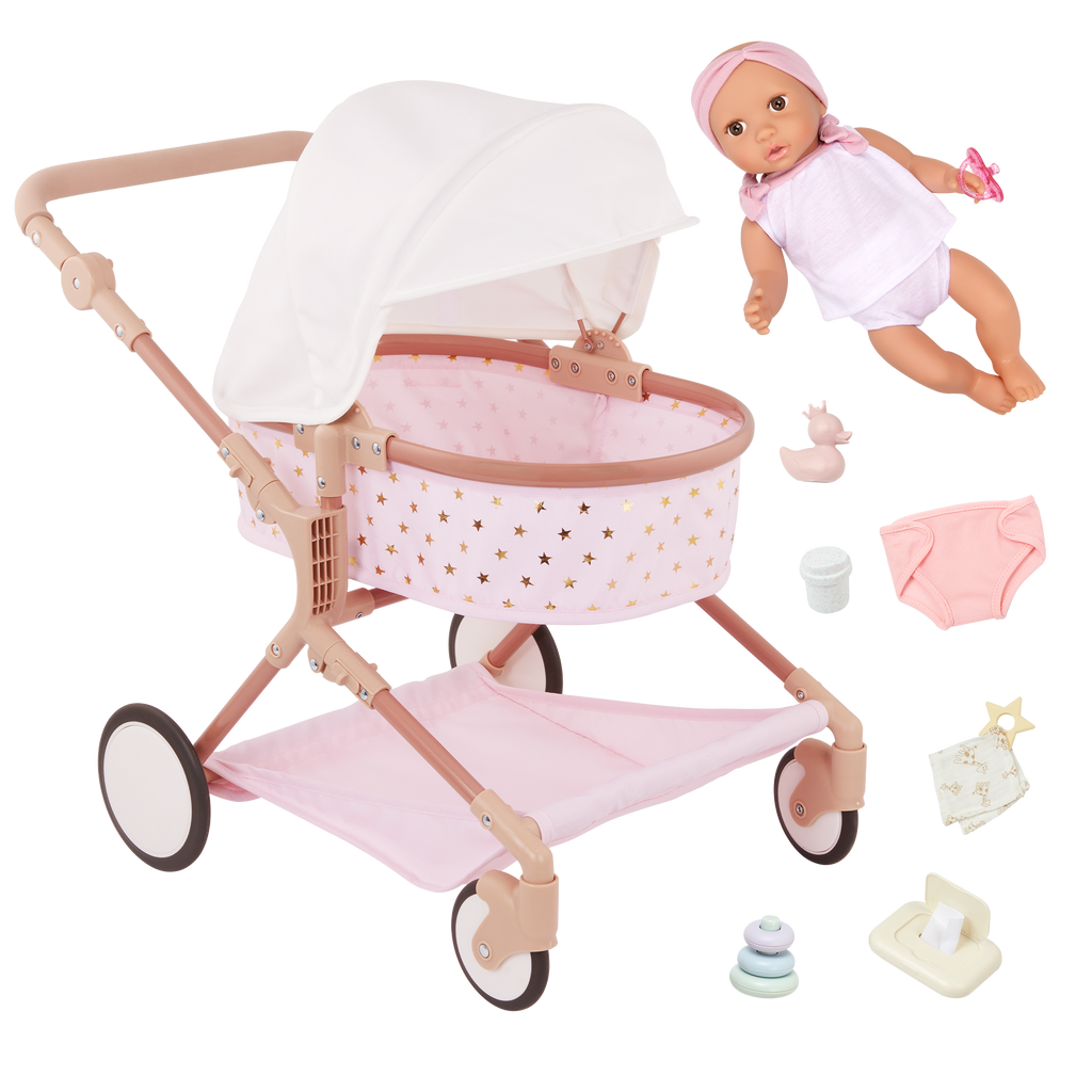 LullaBaby Doll & Double Stroller Set