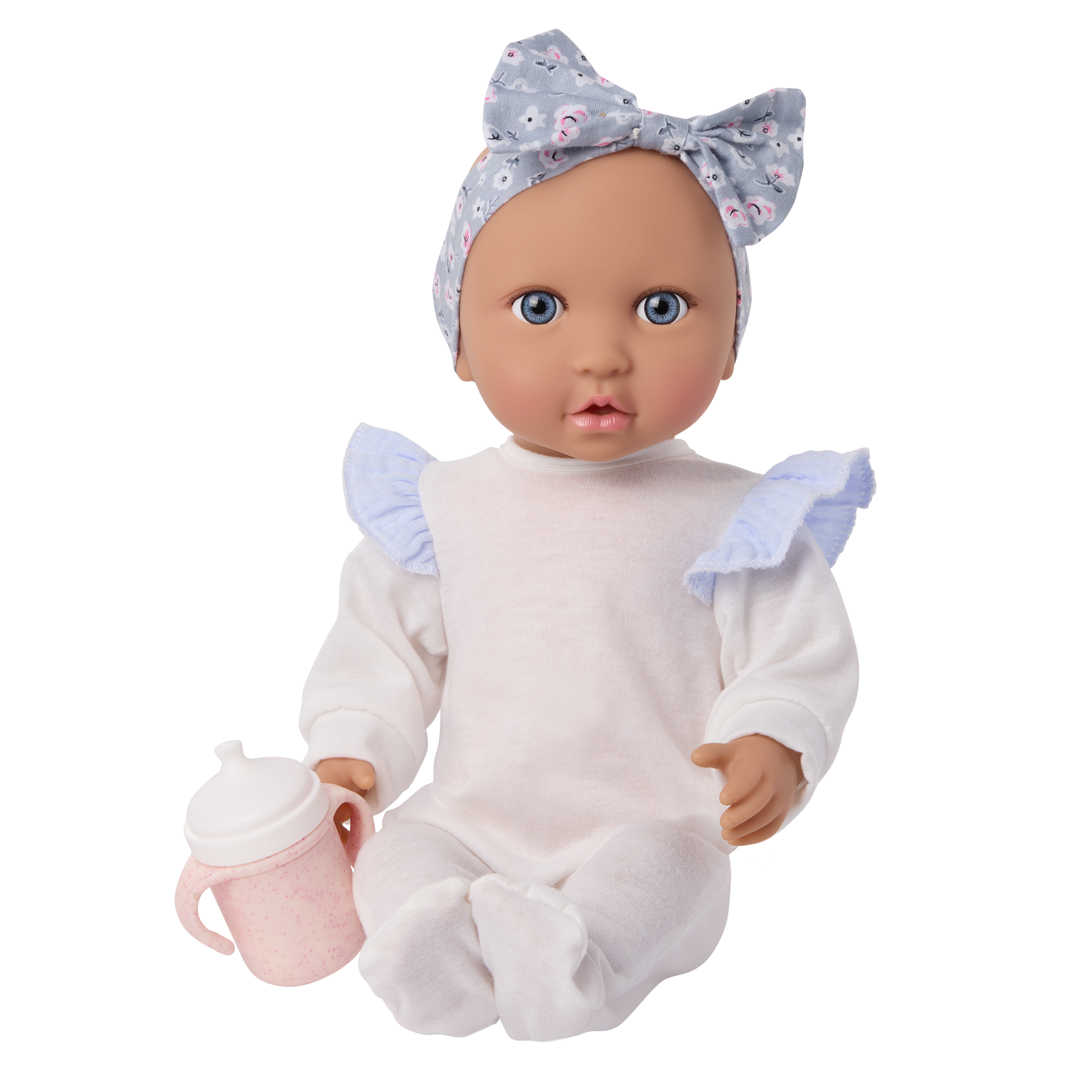 LullaBaby - Girl Doll w/Blue Eyes Dress & Pyjama Set