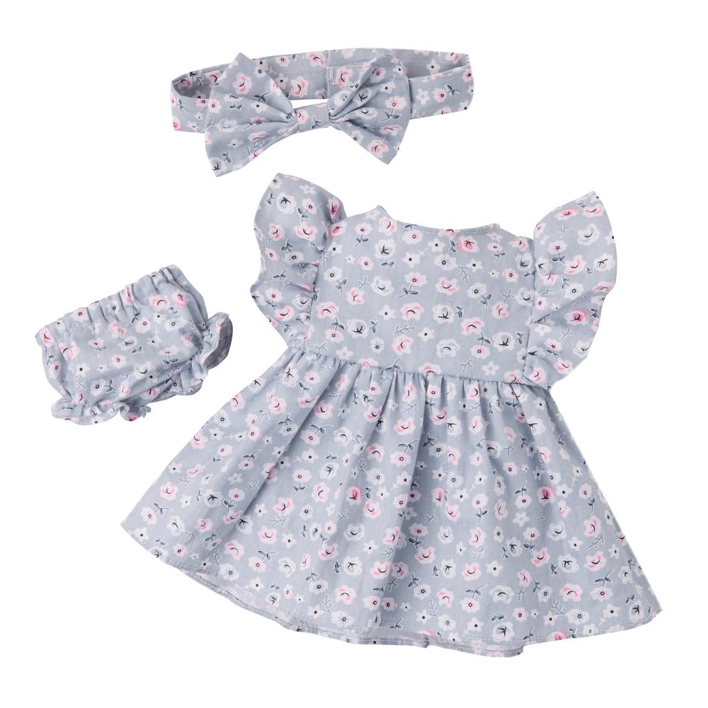 LullaBaby - Girl Doll w/Blue Eyes Dress & Pyjama Set