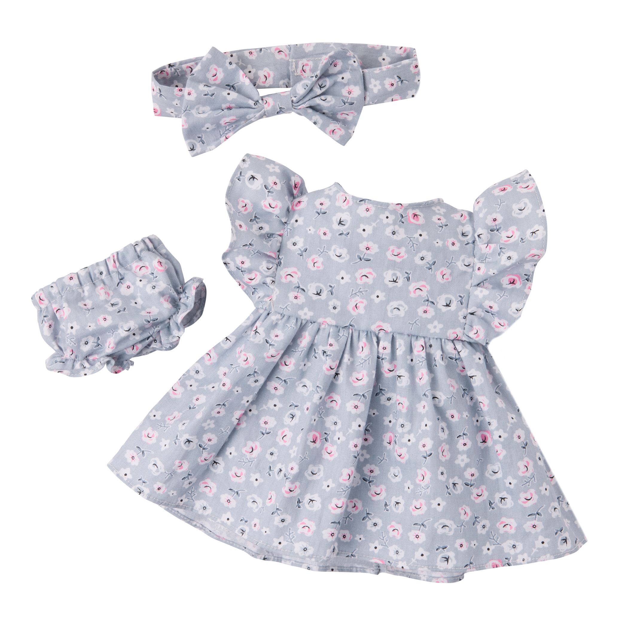 LullaBaby - Girl Doll w/Blue Eyes Dress & Pyjama Set