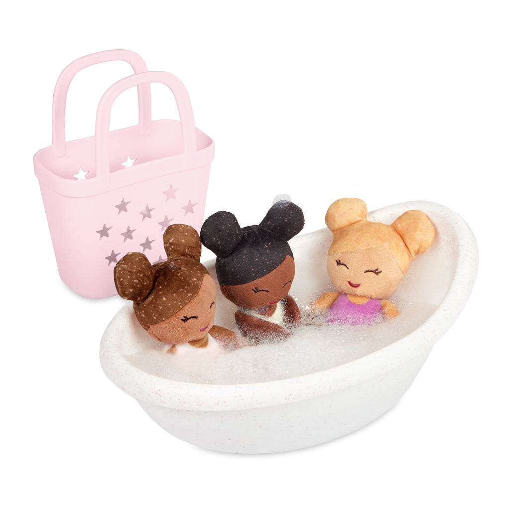 Baby Bath Dolls in a Pink Basket Playset