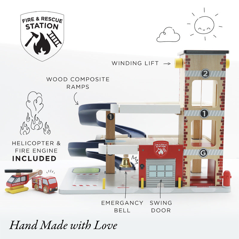 Le Toy Van - Fire & Rescue Wooden Garage