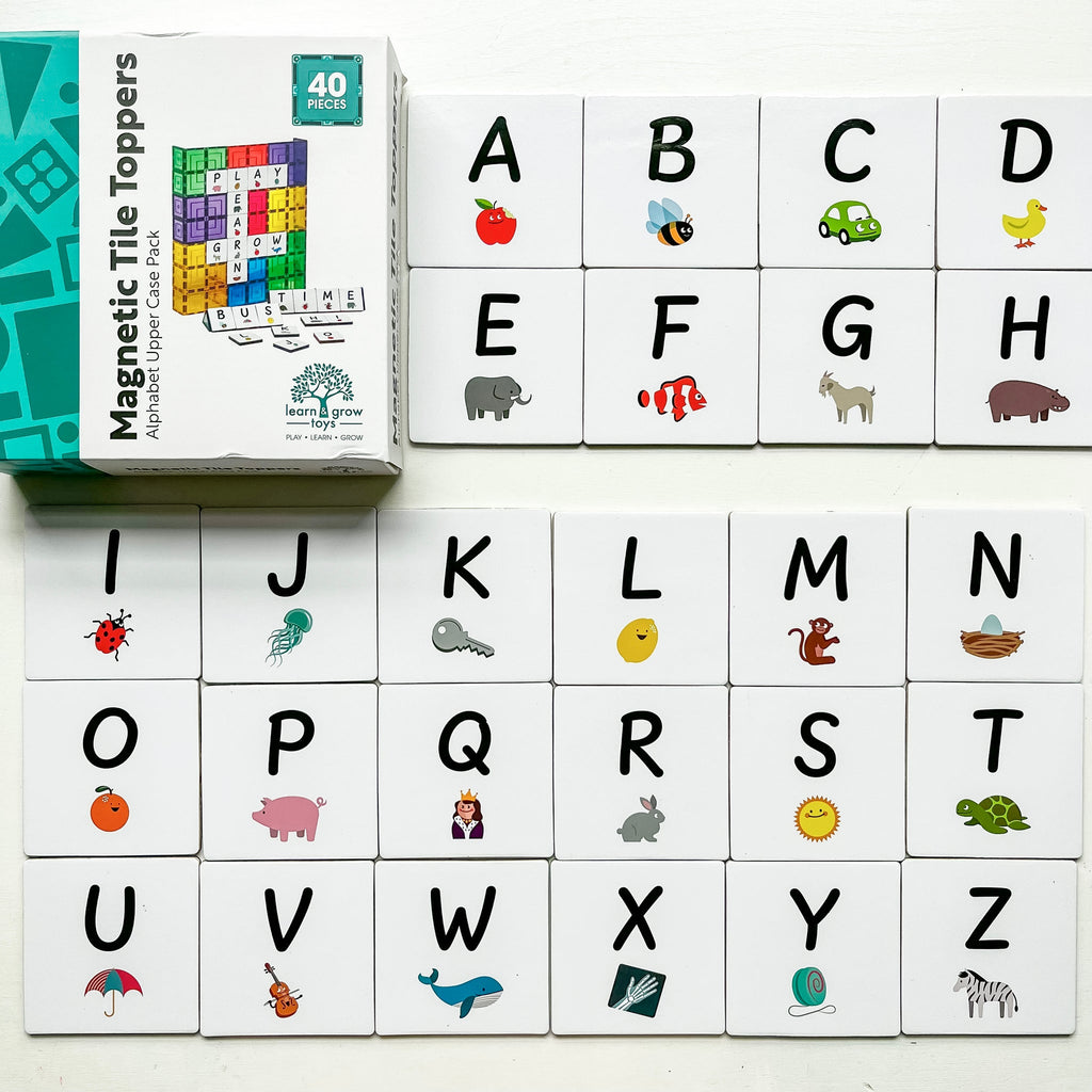 Learn & Grow - Magnetic Tile Toppers - Alphabet Upper (40 Piece)