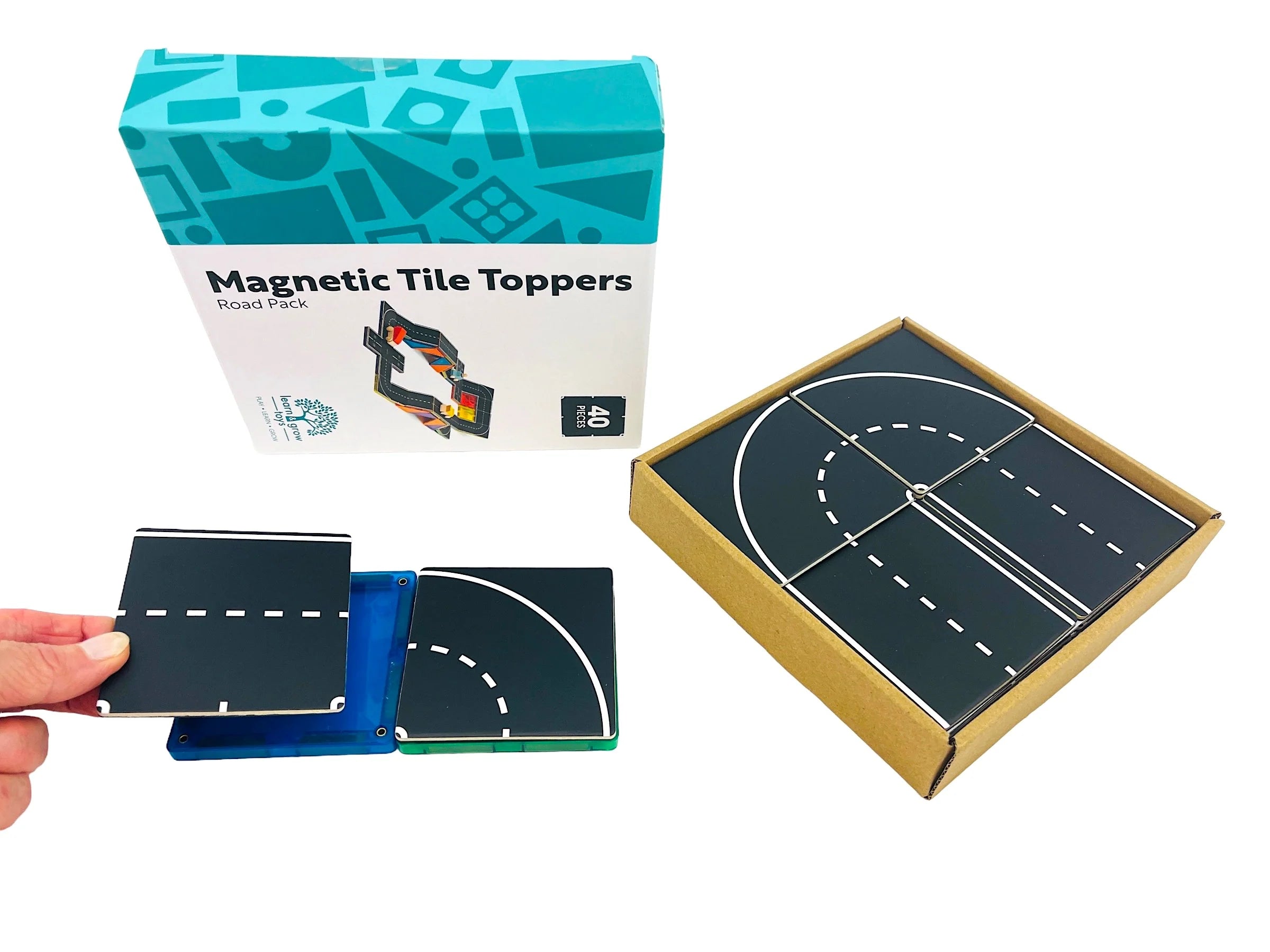 Learn & Grow - Magnetic Tile Toppers - Road 40 Piece 