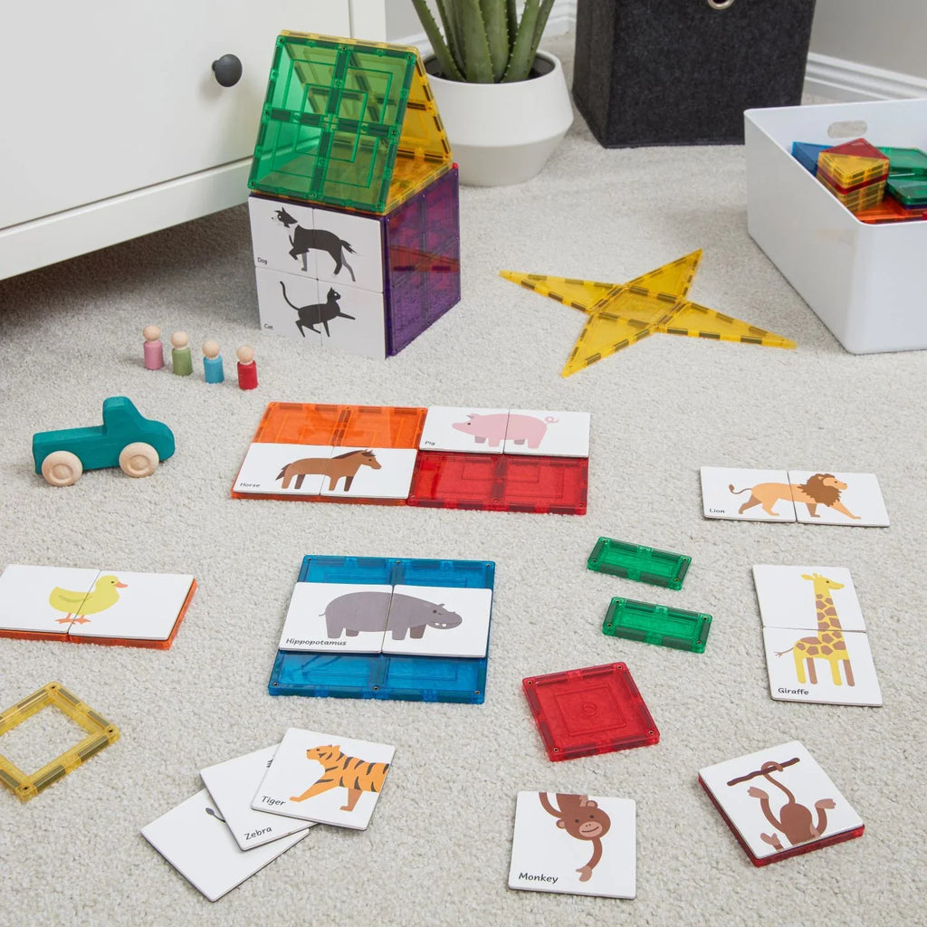 Learn & Grow - Magnetic Tile Toppers - Duo Animal Puzzle Pack (40 Piece)