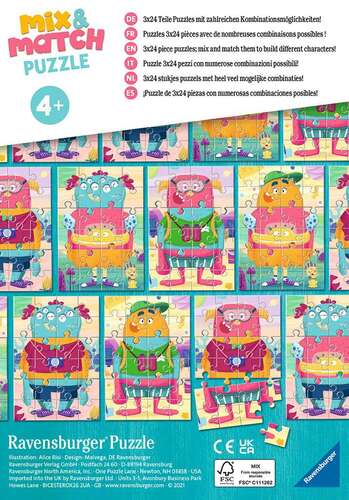 Ravensburger - 3 x 24Pc Mix-Up Monsters Puzzle