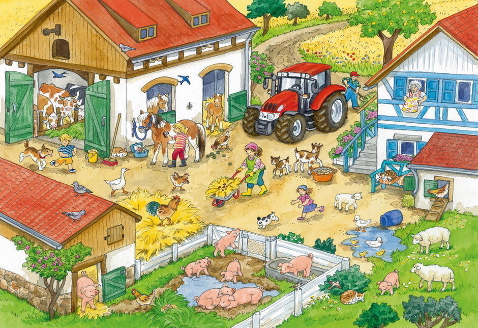 Ravensburger - 2 x 24Pc Merry Country Life Puzzle