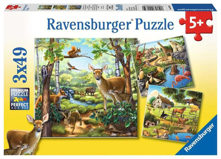 Ravensburger - 3 x 49Pc Forest Zoo & Pets Puzzle
