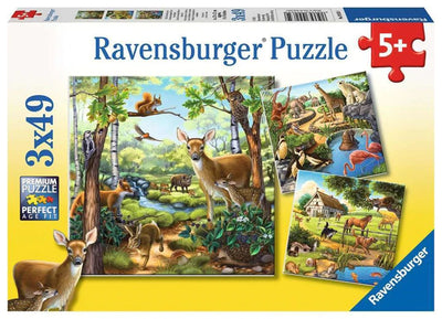 Ravensburger - 3 x 49Pc Forest Zoo & Pets Puzzle