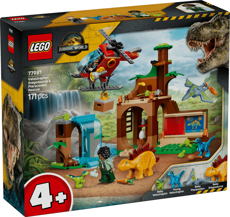 LEGO - Jurassic World Velociraptor, Stegosaurus & Pteranodon Rescue 77981
