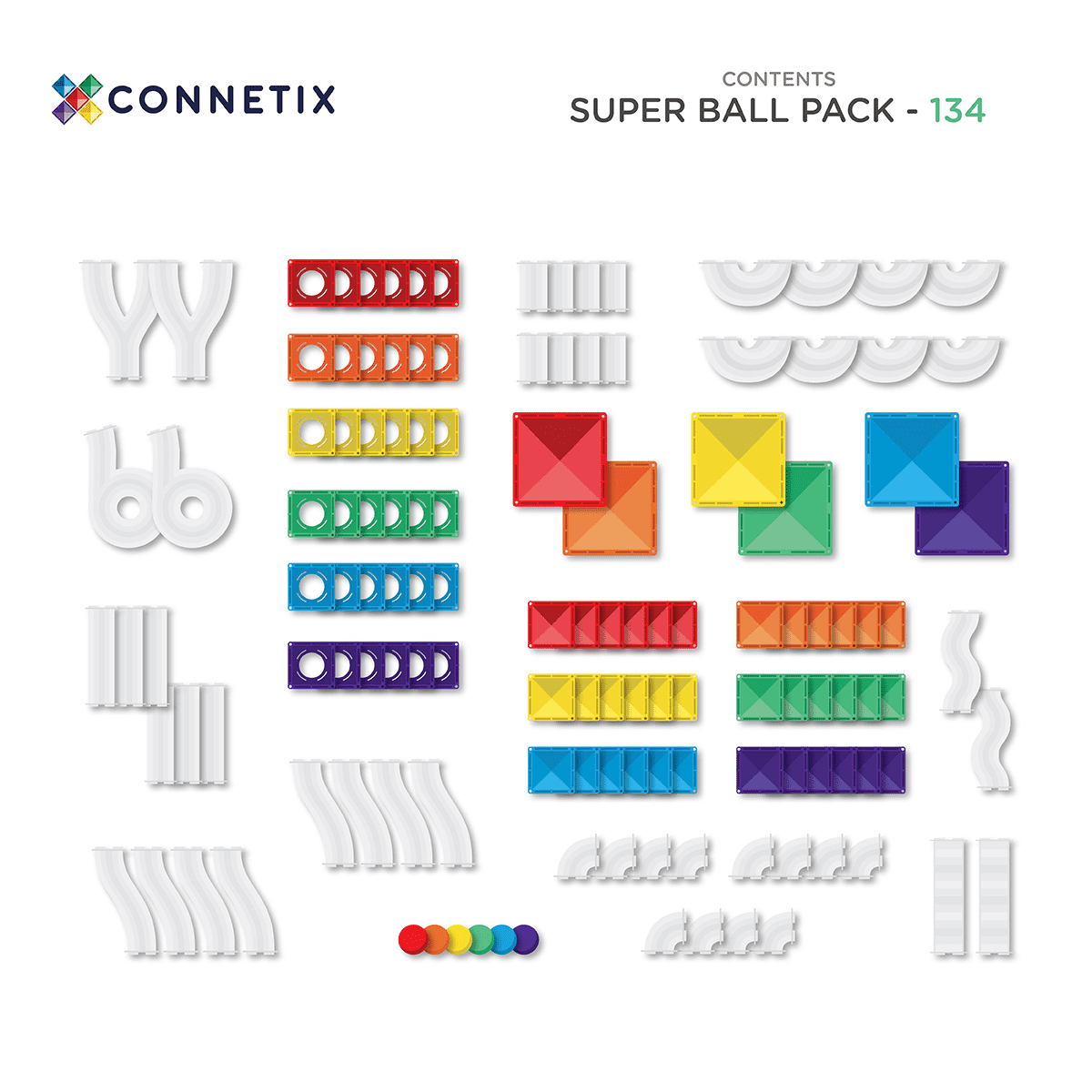 Connetix - Rainbow Super Ball Run Pack 134pc
