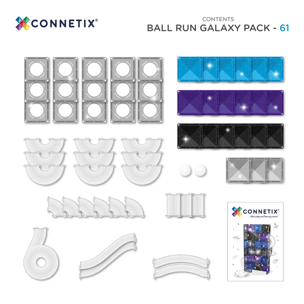 Connetix - Ball Run Galaxy 61PC - NEW