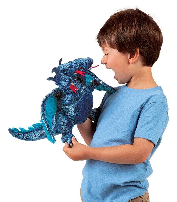 Folkmanis - Blue 3 Head Dragon Puppet