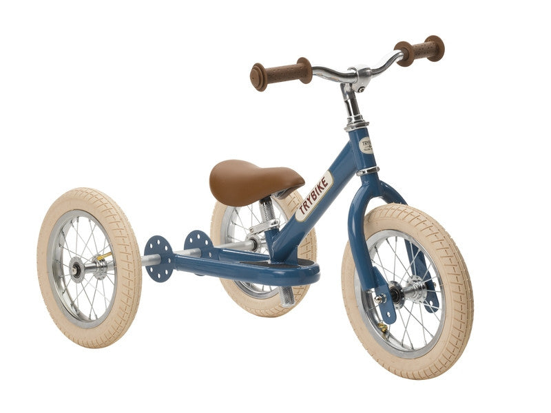 Trybike - Matte Blue Vintage Trybike, Cream Tyres and Chrome (3 wheel)