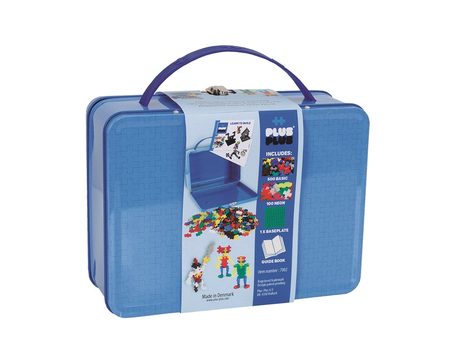 Plus Plus Puzzles - Suitcase Basic Metal - Blue - 600 Pcs