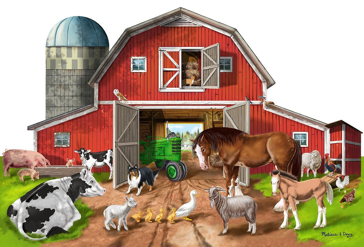 Melissa & Doug - Shaped Floor Puzzle - Busy Barn