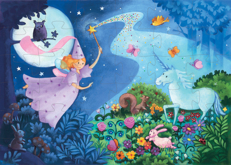 Djeco - Puzzle Silhouette 36pcs - Fairy And Unicorn