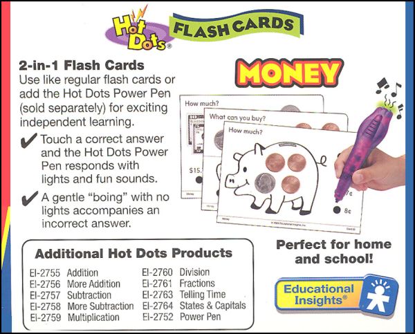 Educational insights - Hot Dots - Flash Cards Money