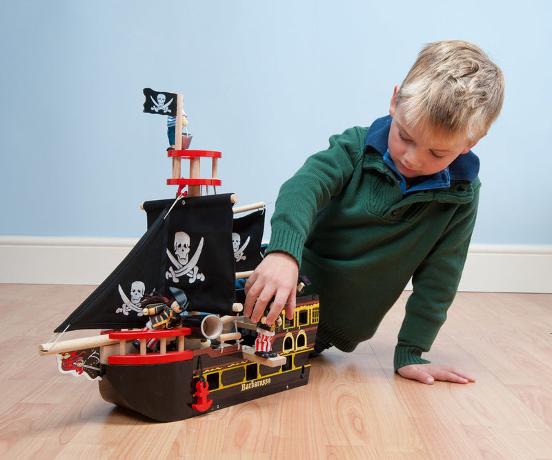 Le Toy Van - Classic Barbarossa Wooden Pirate Ship Toy 