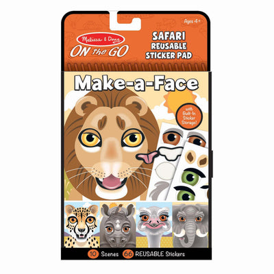 Melissa & Doug - Reusable Stickers Make A Face - Safari - On the Go Travel Activity