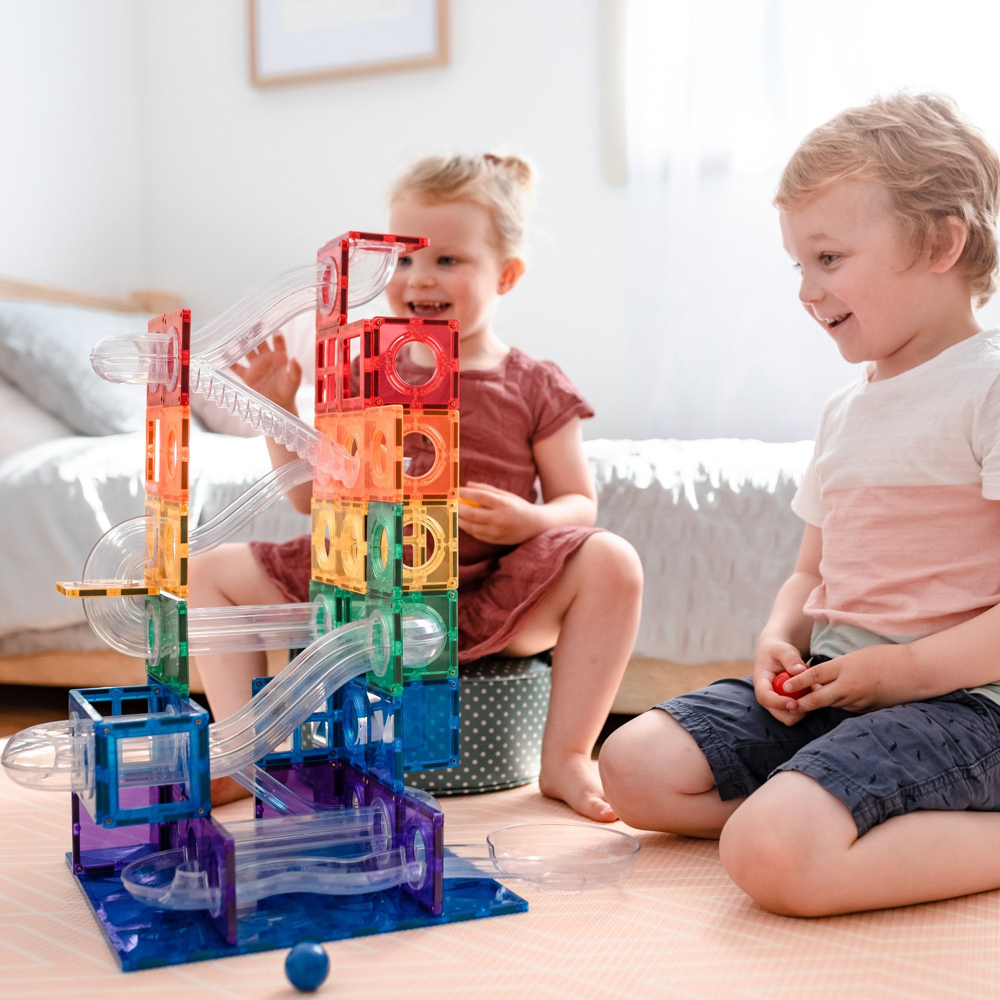 Connetix - Ball Run Pack - Rainbow - 92 Piece