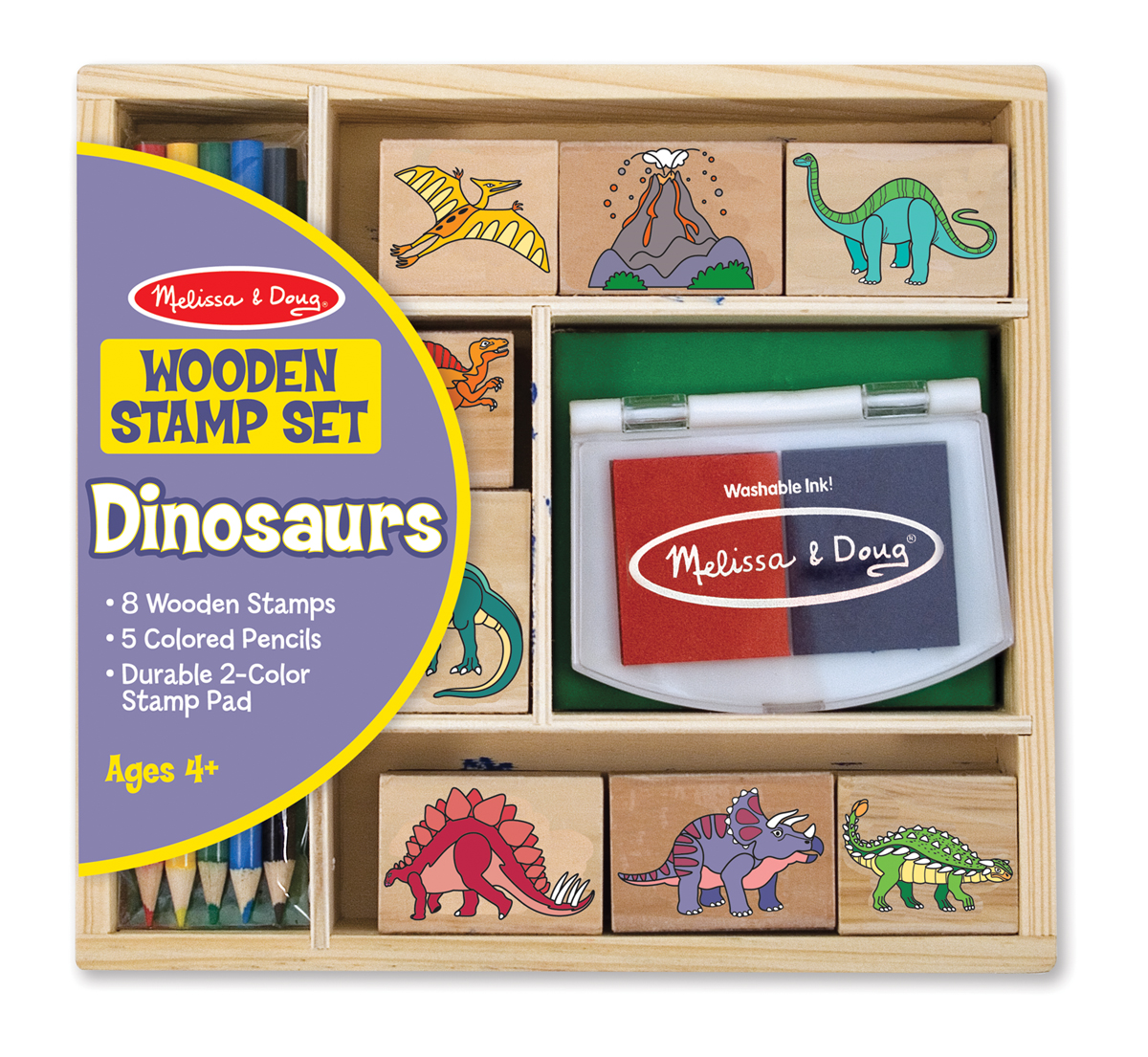 Melissa & Doug - Wooden Dinosaur Stamp Set