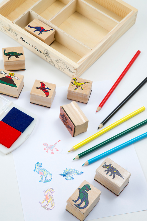 Melissa & Doug - Kids Wooden Dinosaur Stamp Set