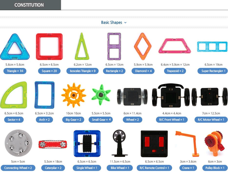 Magformers - Dynamic Wheel Basic Shapes Set 79Pcs