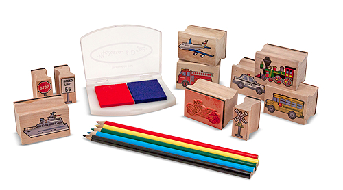 Melissa & Doug - Kids Wooden Vehicle Stamp Set